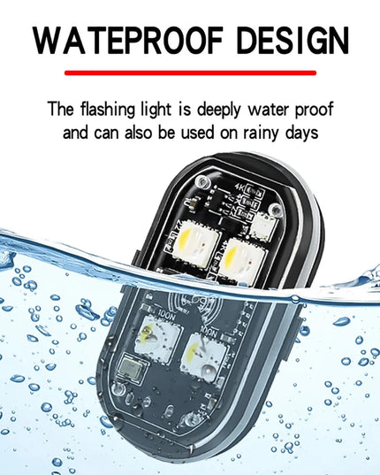 8 Pcs Set of Rechargeable 8 Color Choice Waterproof Wireless and Bright LED Strobe Lights for cars and bikes (interior or exterior)-With remote