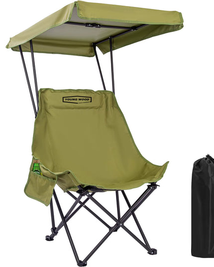 Portable Camping Chair with Shade Canopy, Foldable & Lightweight, Oversized for All, Easy to Open and Close-2pcs set