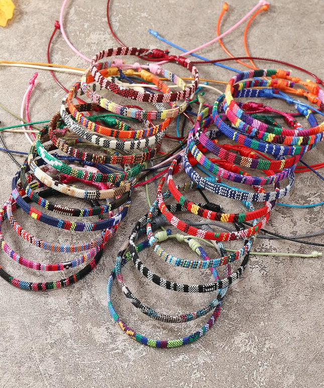 24Pcs Bohemian Style handmade unisex Bracelets Set, Colorful Cloth art Bracelet