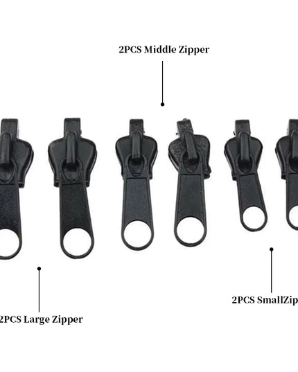 3 Sizes Universal Instant Fix Zipper Repair Kit Replacement Zip Slider- 24pcs 3 different sizes