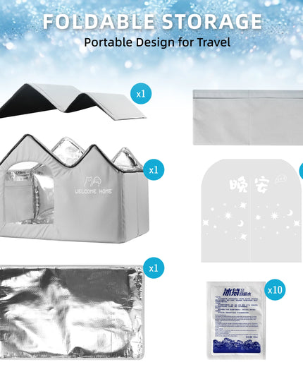 Thermal Insulated Pet house for keeping warm or cool (+with ice packs), All seasonal dog & cat house or for stray shelter L60x42x38