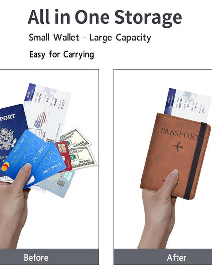 Passport Holder Wallet for Travel Essentials with RFID blocking for Women/Men