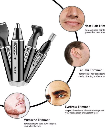 MultiTrimmer - Men's rechargeable 4 in 1 electric Trimmer for  Nose ,Ear, Hair & Beard full Grooming Set